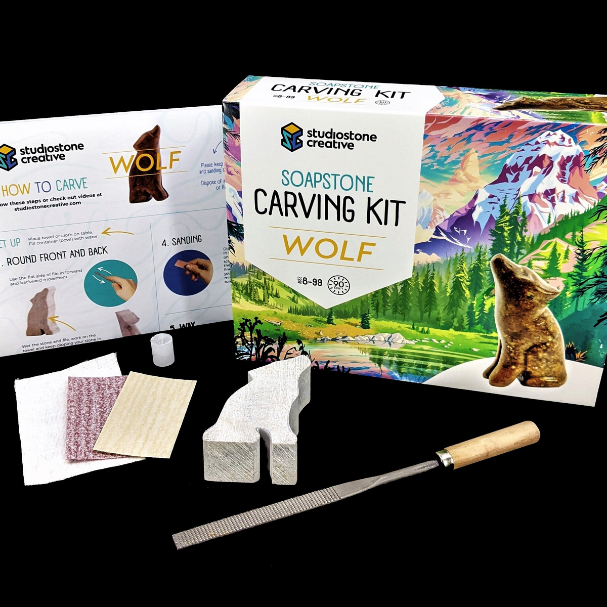 Studiostone Creative Carving kit, Bear and Wolf