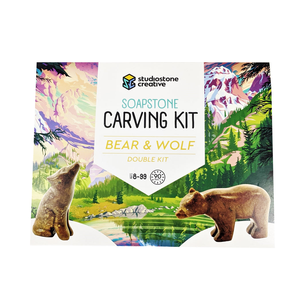 Bear & Wolf Soapstone Carving Kit
