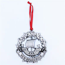 Load image into Gallery viewer, New Brunswick Galley & Wreath Pewter Ornament