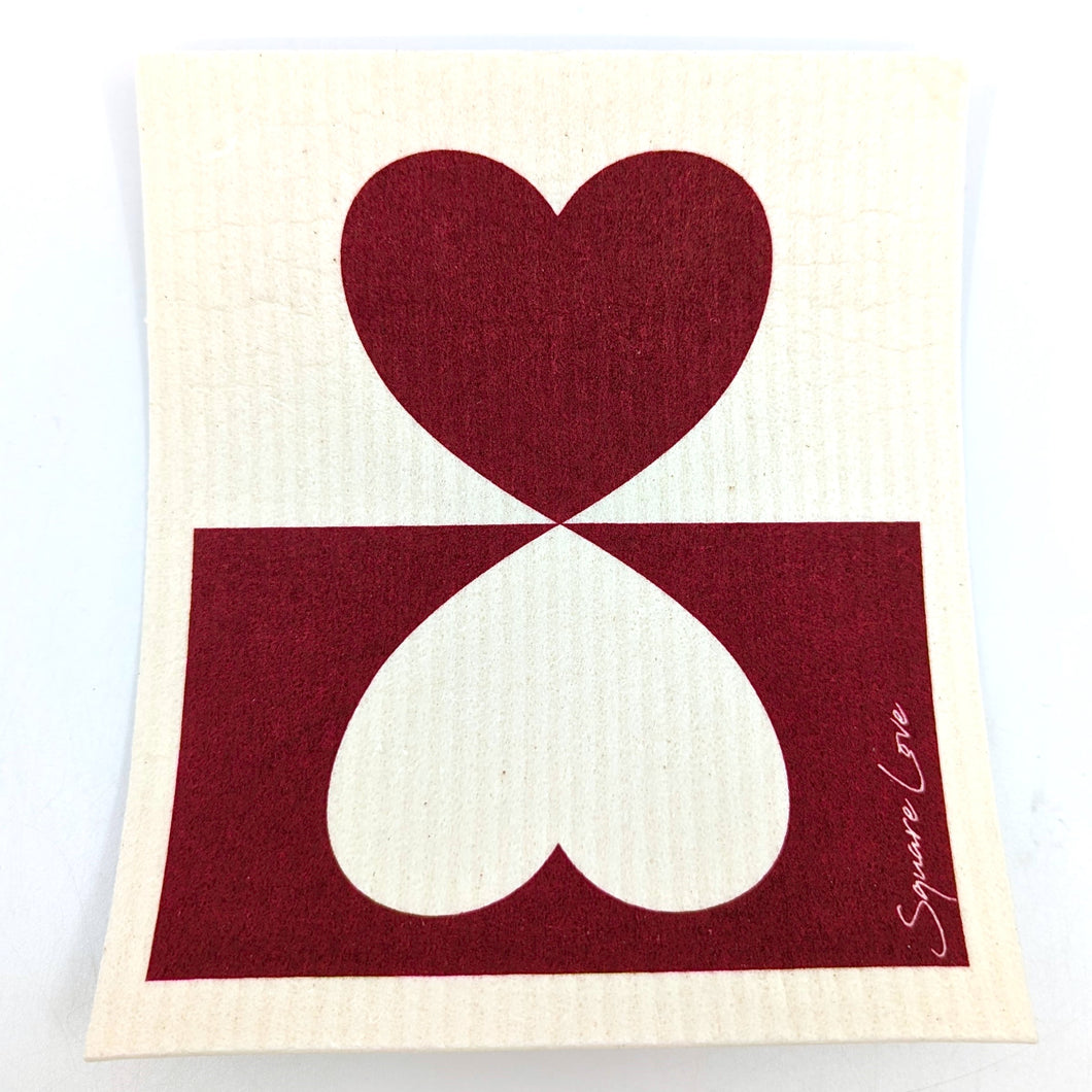 Red & White Hearts Sponge Cloth