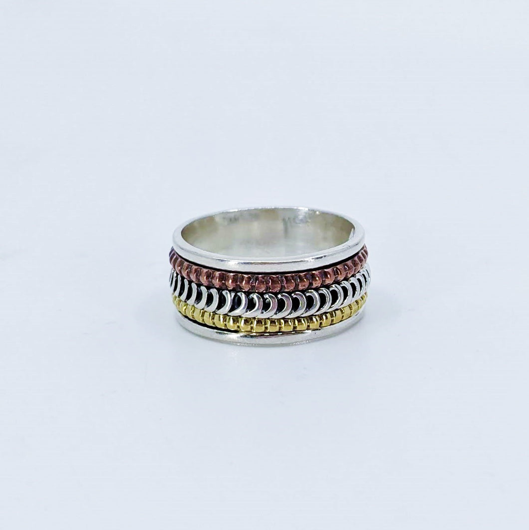 Silver, Brass & Copper Spinner Ring