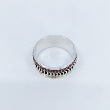 Load image into Gallery viewer, Silver, Brass &amp; Copper Spinner Ring
