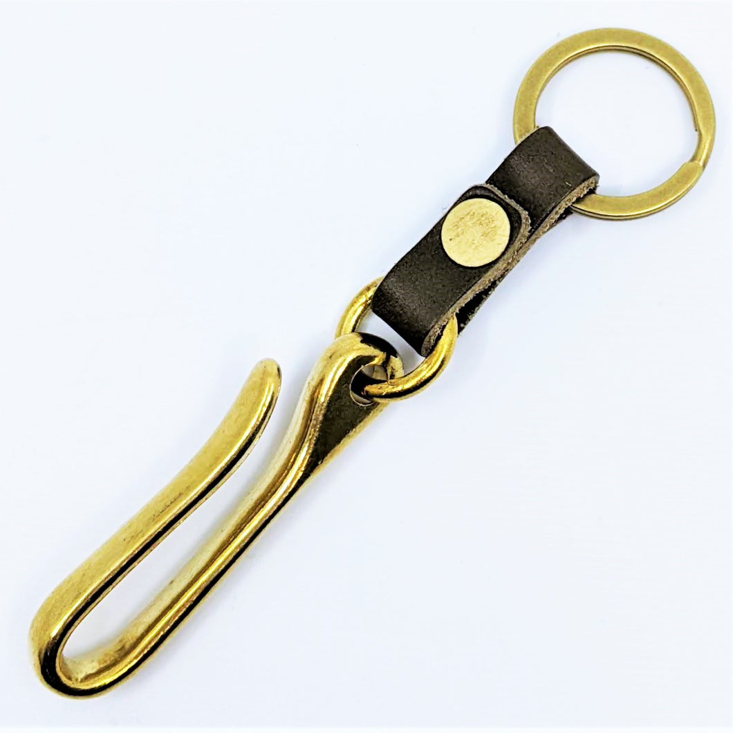 The Catch - Brass Fish Hook Keychain (Olive)