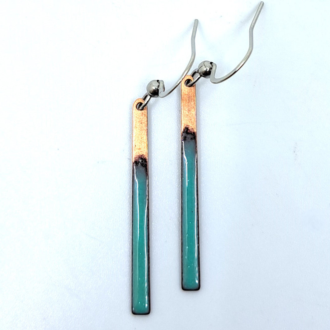 Aqua Thin Bar Earrings