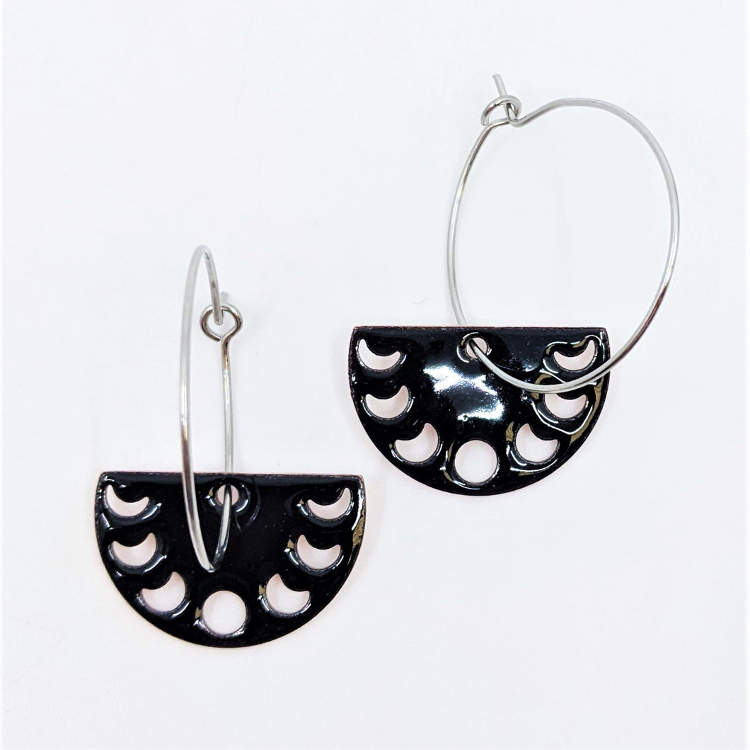 Moon Phase Earrings (Black)