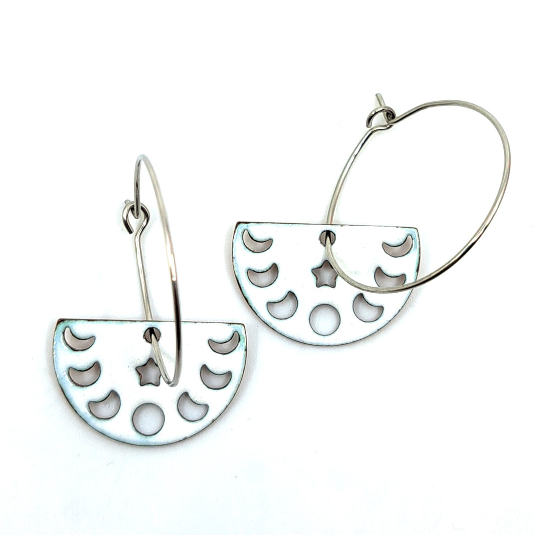 Moon Phase Earrings (White)