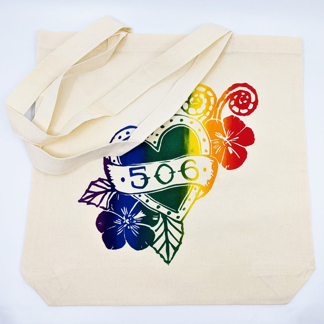 Rainbow 506 Heart Tattoo Tote Bag