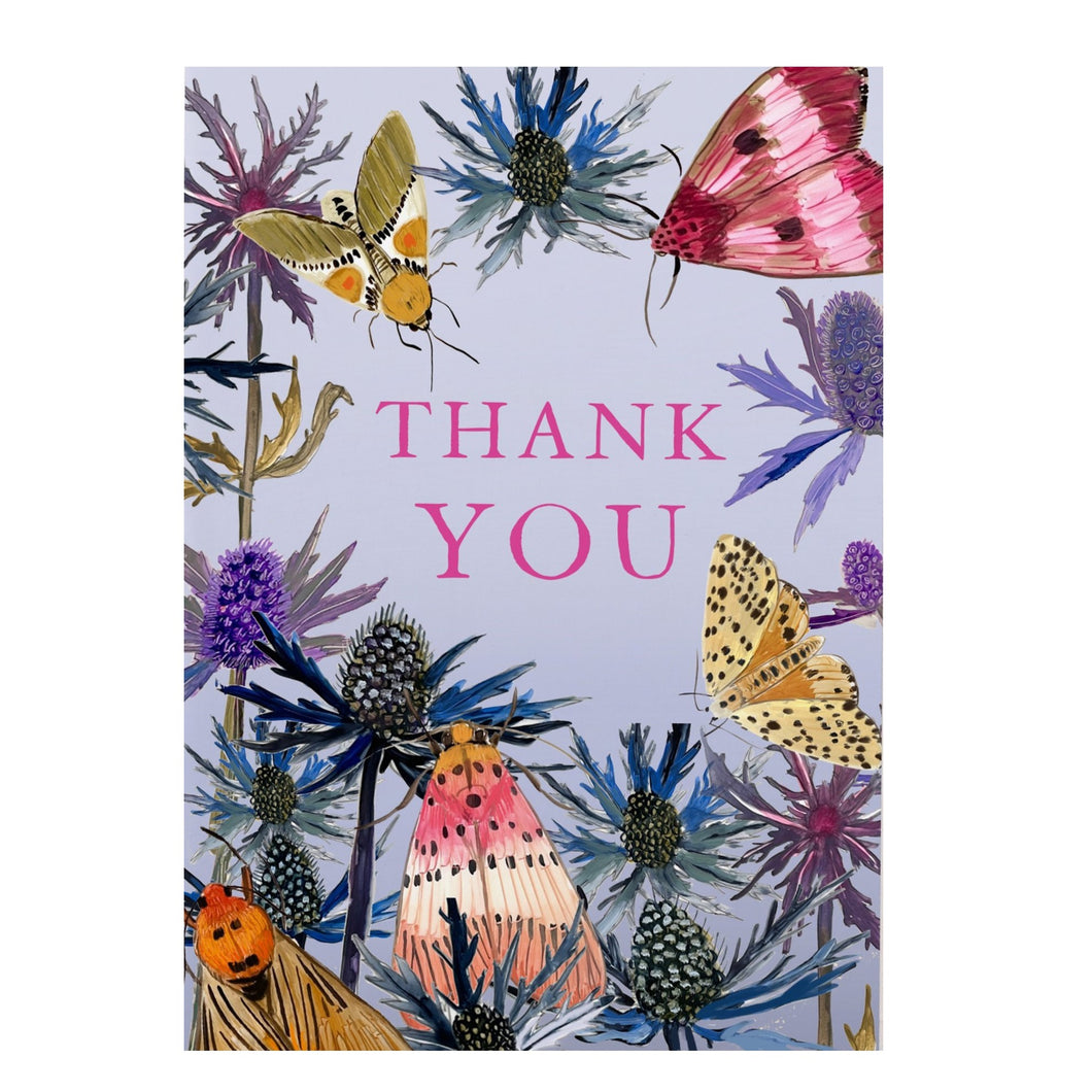 Carte <em>Thank You with Sea Holly and Moths</em>