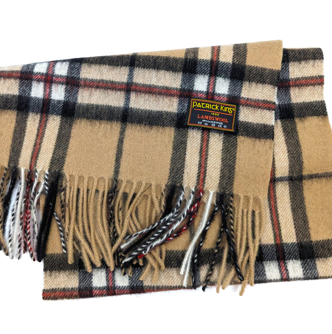 Écharpe en laine d'agneau tartan <em>Thompson Camel</em>