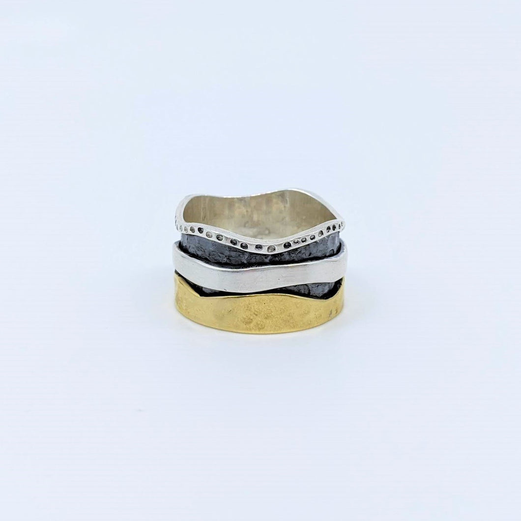 Silver & Brass Spinner Ring (Size 9.5)