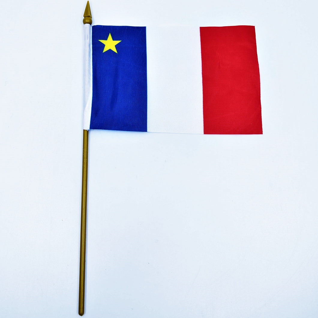 Petit drapeau acadien avec mât